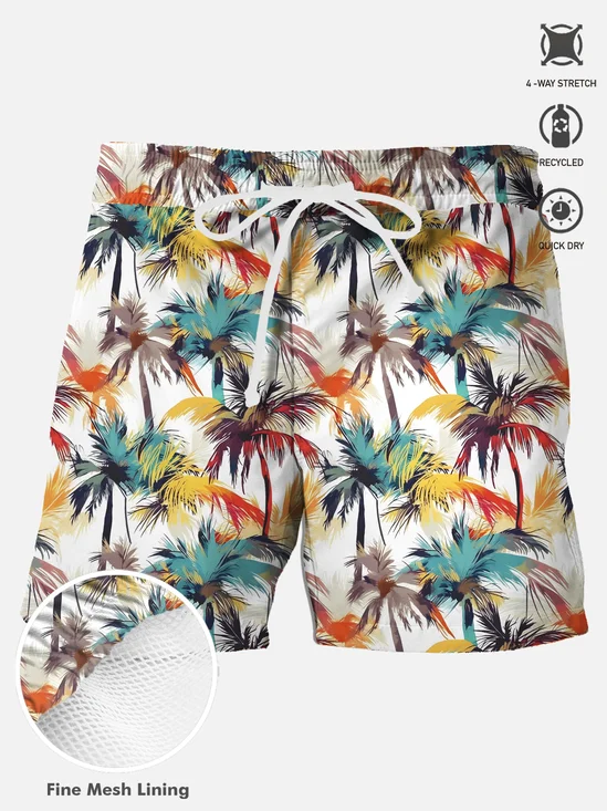 Royaura® Hawaiian Coconut Tree Print Men's Beach Shorts