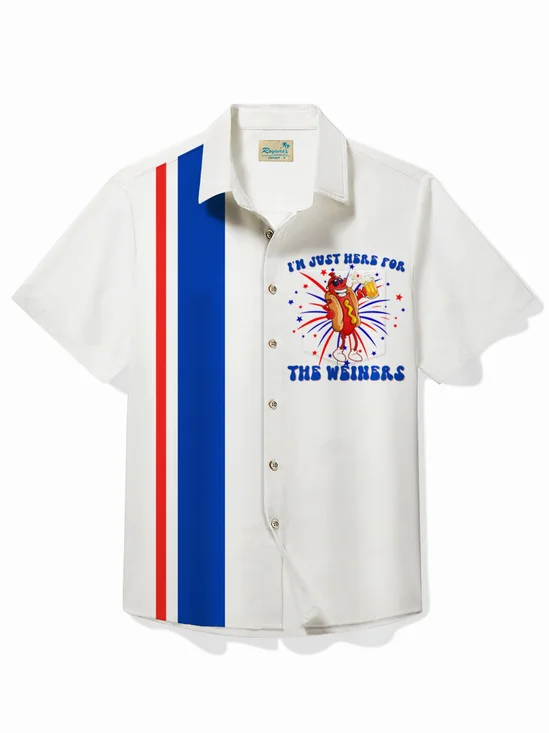 Royaura® Independence Day Men Cartoon BBQ Shirt Hot Dog I Just For The Weiners Shirt Big Tall