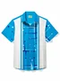 Royaura® 50's Retro Mid-Century Geometric Men's Bowling Shirt Stretch Pocket Camp Shirt Big Tall