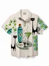 Royaura® Vintage Geometric Cat Cocktail Print Chest Pocket Shirt Plus Size Men's Shirt