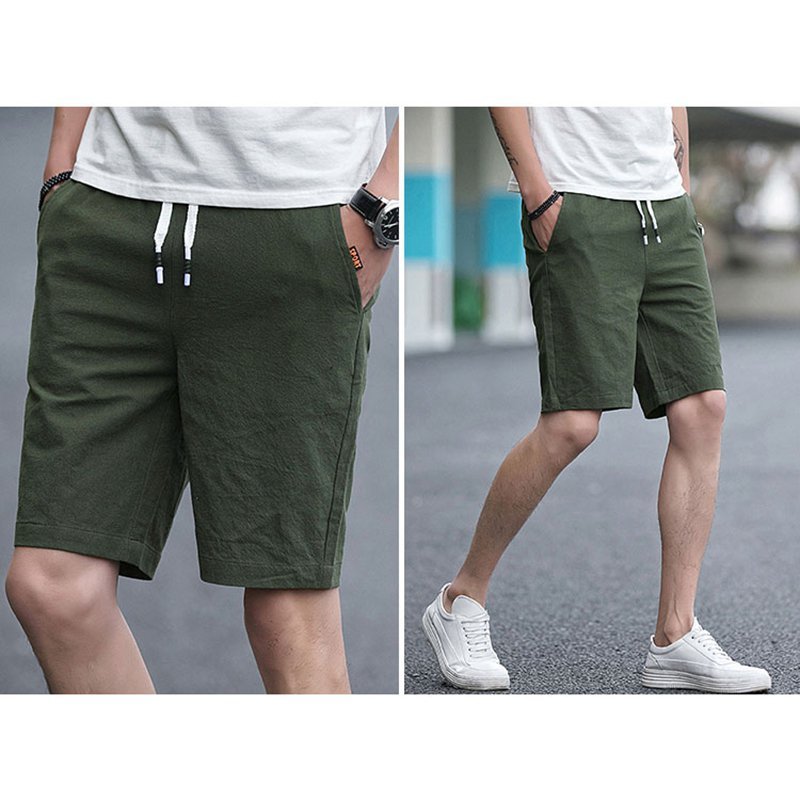 Men's Casual Loose Shorts Breathable Natural Fiber Beach Shorts