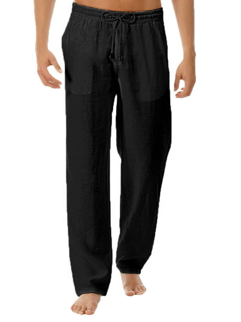 Men's Casual Loose Cotton Linen Pants Breathable Long Trousers