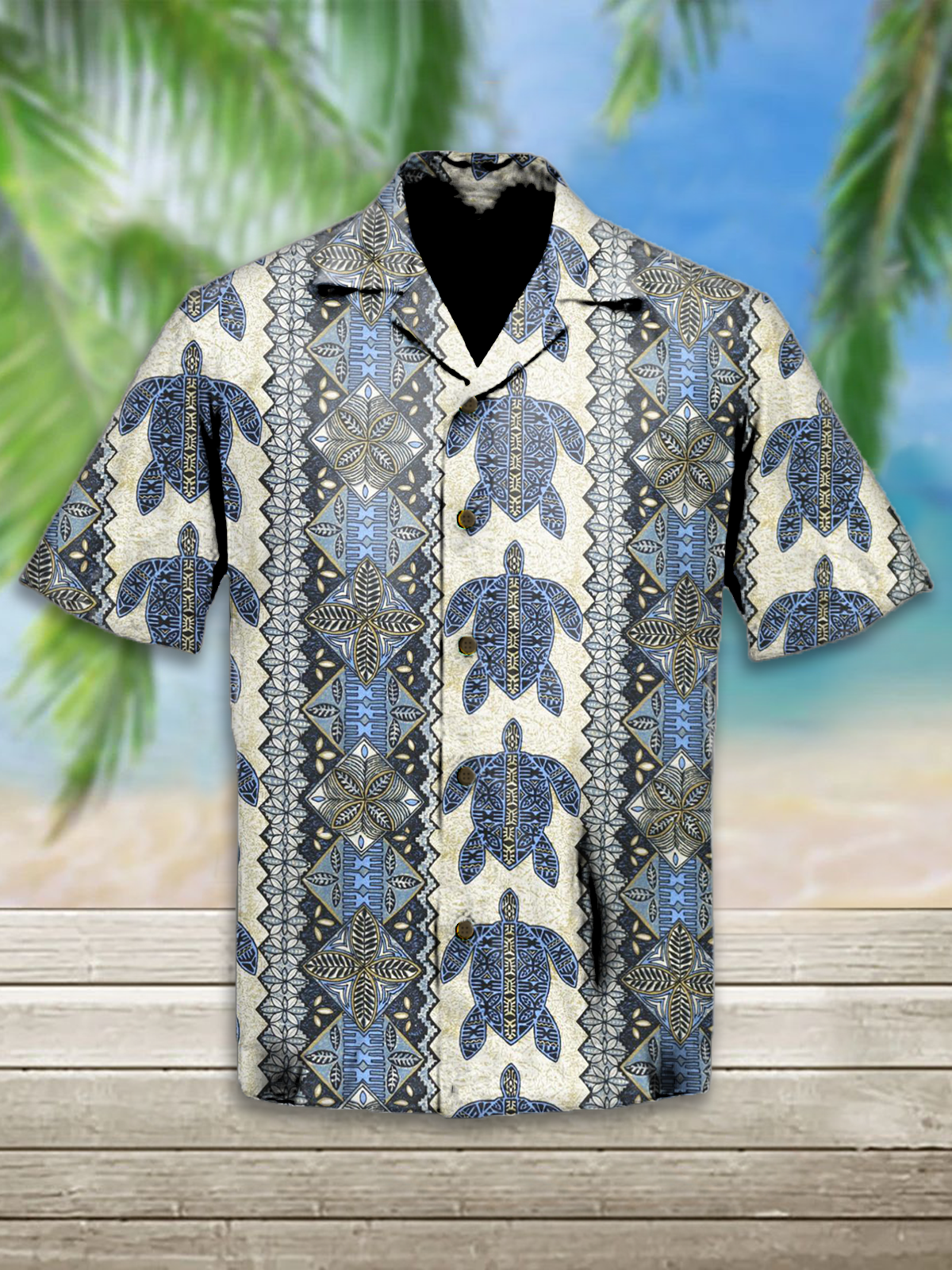 Men's Ocean Creatures Sea Turtle Print Hawaiian Beach Shirts