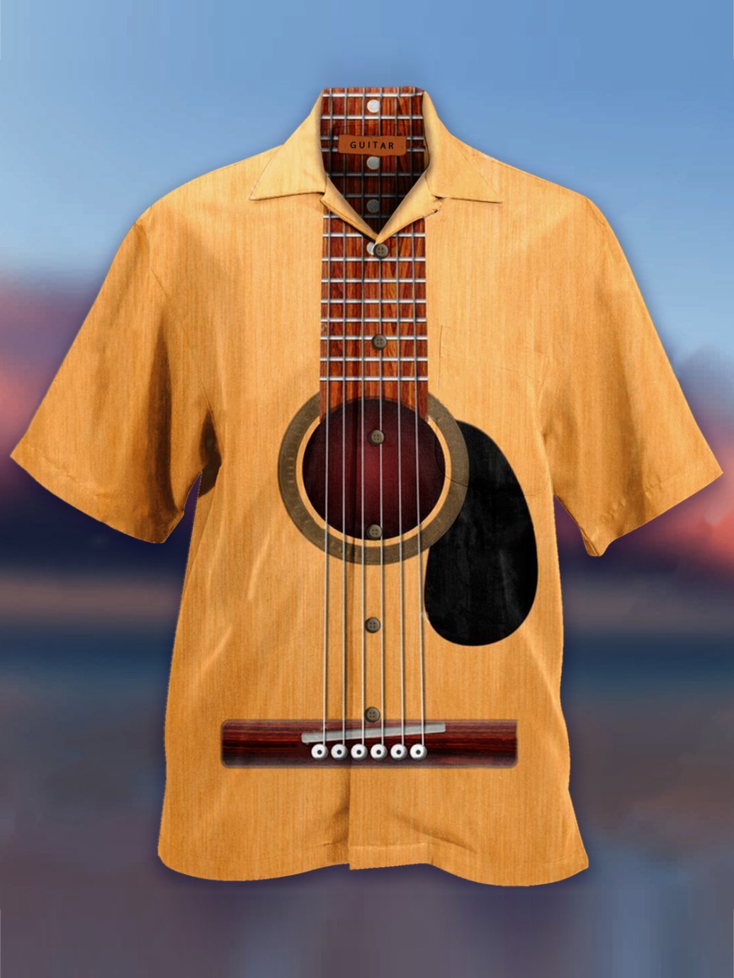 Vintage Guitar Shirt Collar Shirts For Man