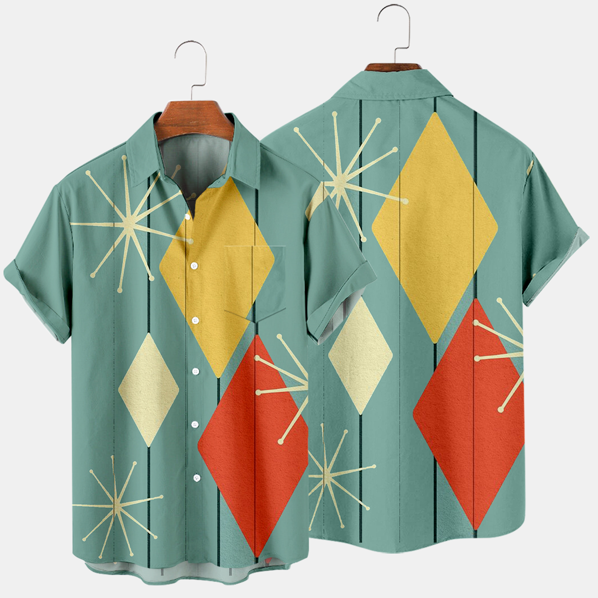 Men's Fashion Casual Geometry Striped Hawaiian Shirts & Tops