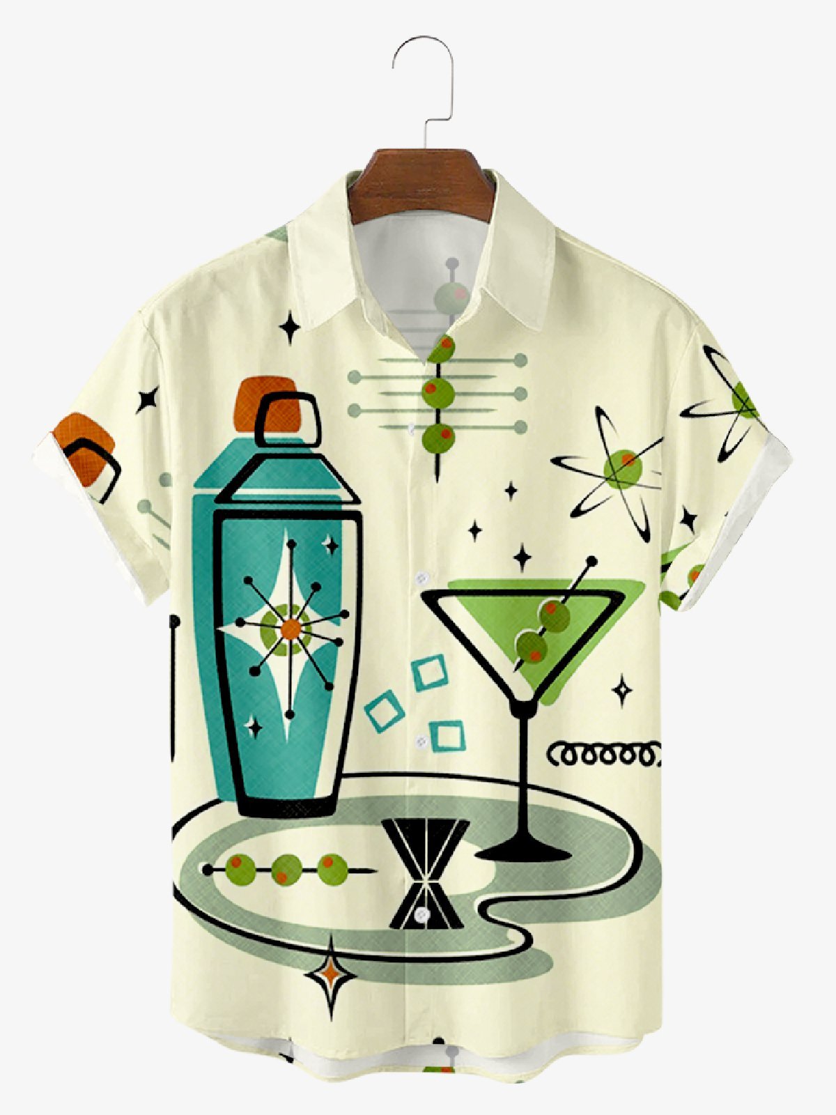 Royaura Men's Vintage Cocktail Short Sleeve Hawaiian Shirt