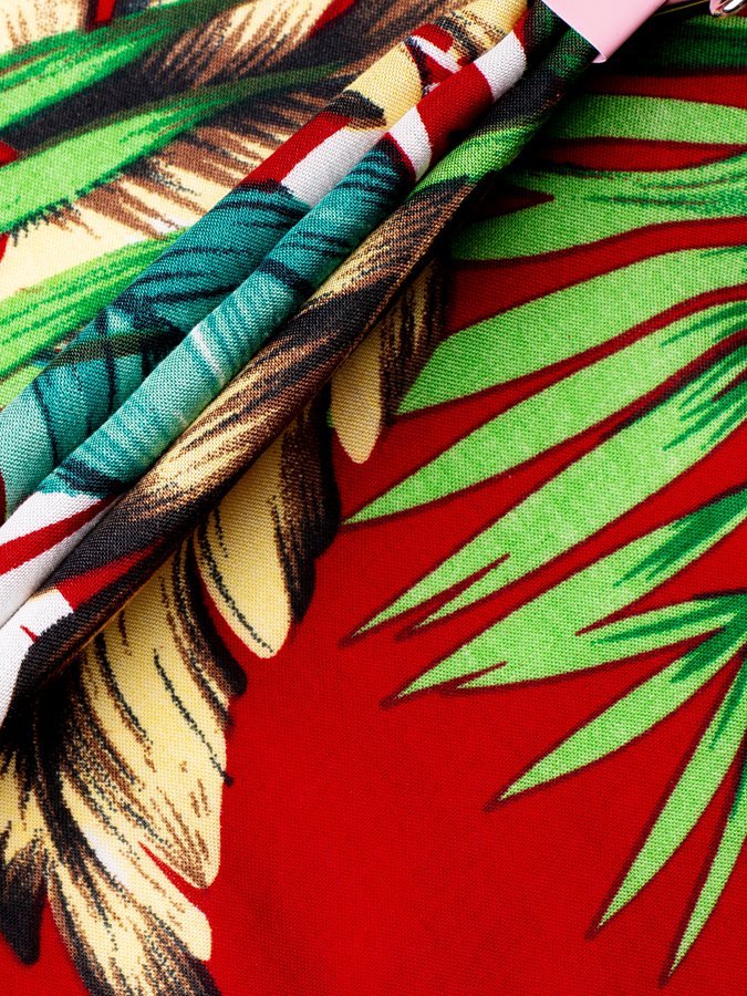 Men Women Flowers Plant Hawaiian Beach Vacation Red Printed Shirts