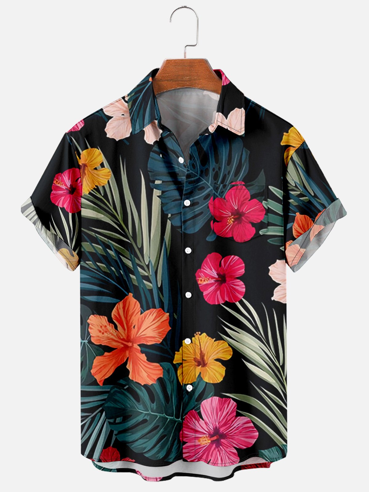 Mens Tropical Floral Print Authentic Hawaiian Shirts
