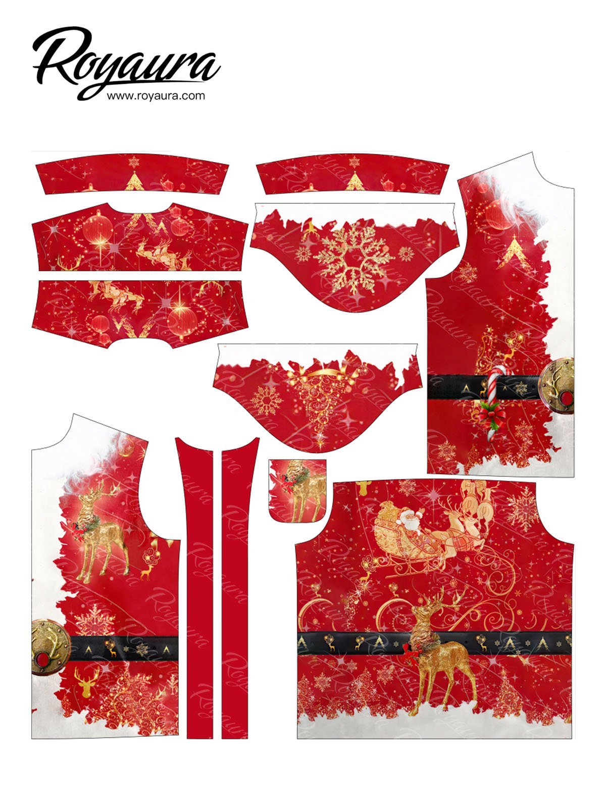 Royaura Men's Christmas Holiday Santa Claus Costume Short Sleeve Hawaiian Shirt