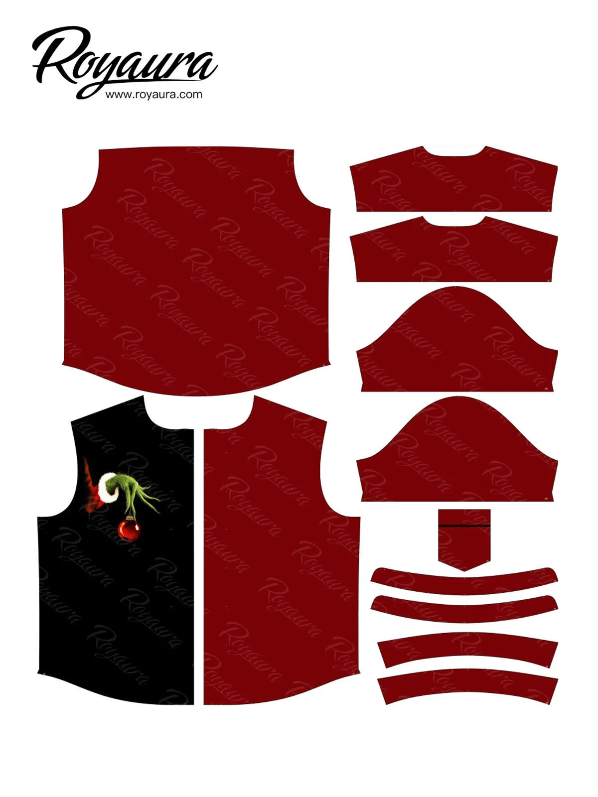 Royaura® Christmas Lights Print Men's Button Pocket Short Sleeve Shirt Big & Tall