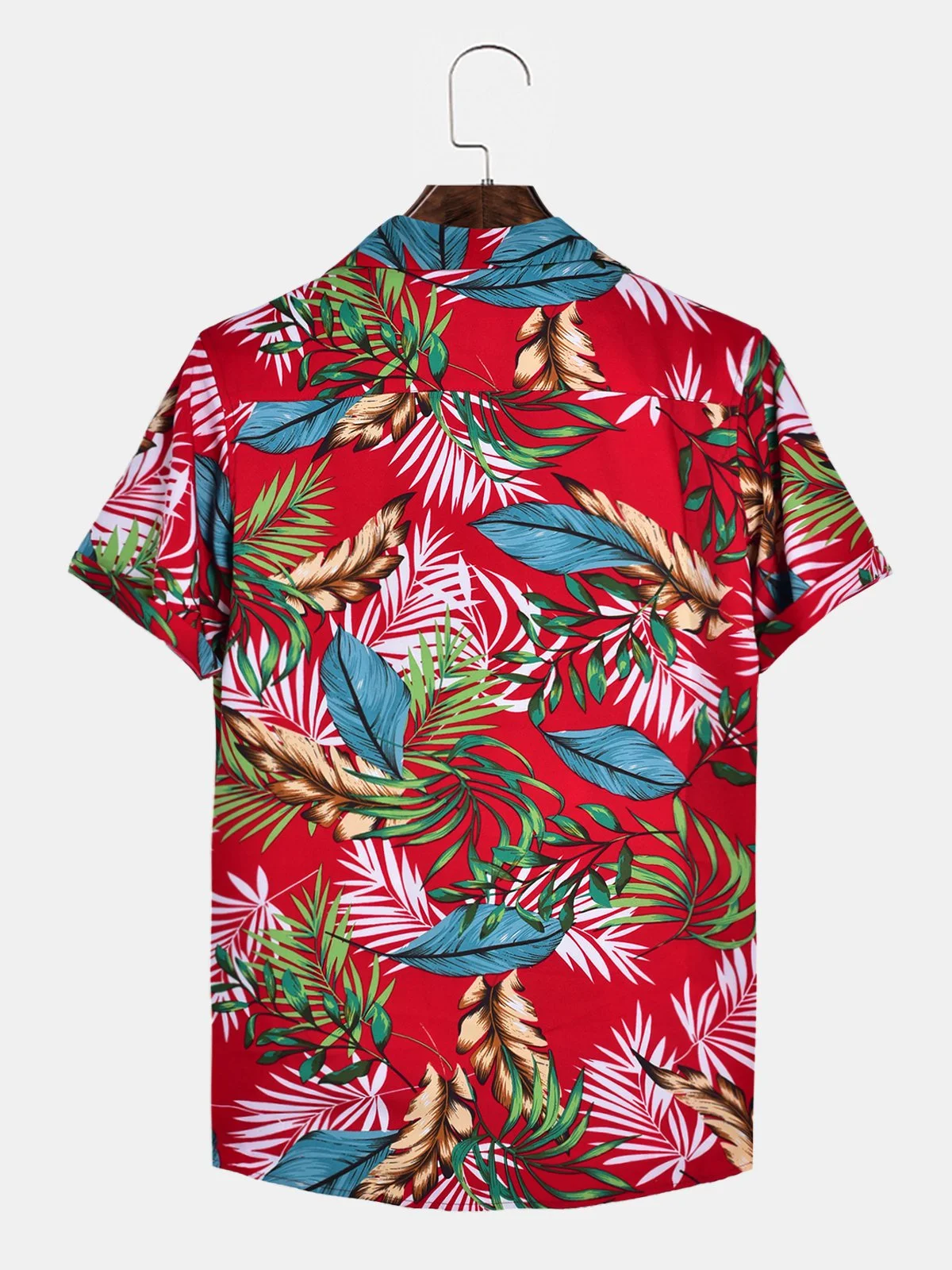 Men Women Flowers Plant Hawaiian Beach Vacation Red Printed Shirts