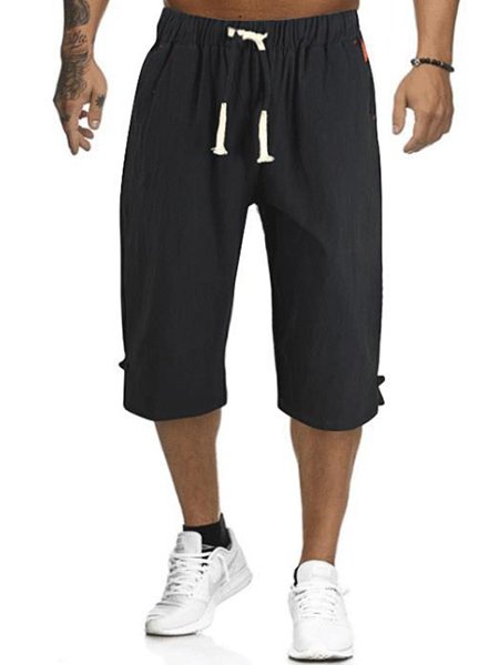 Men's Nature  Fiber Solid Color Casual Shorts