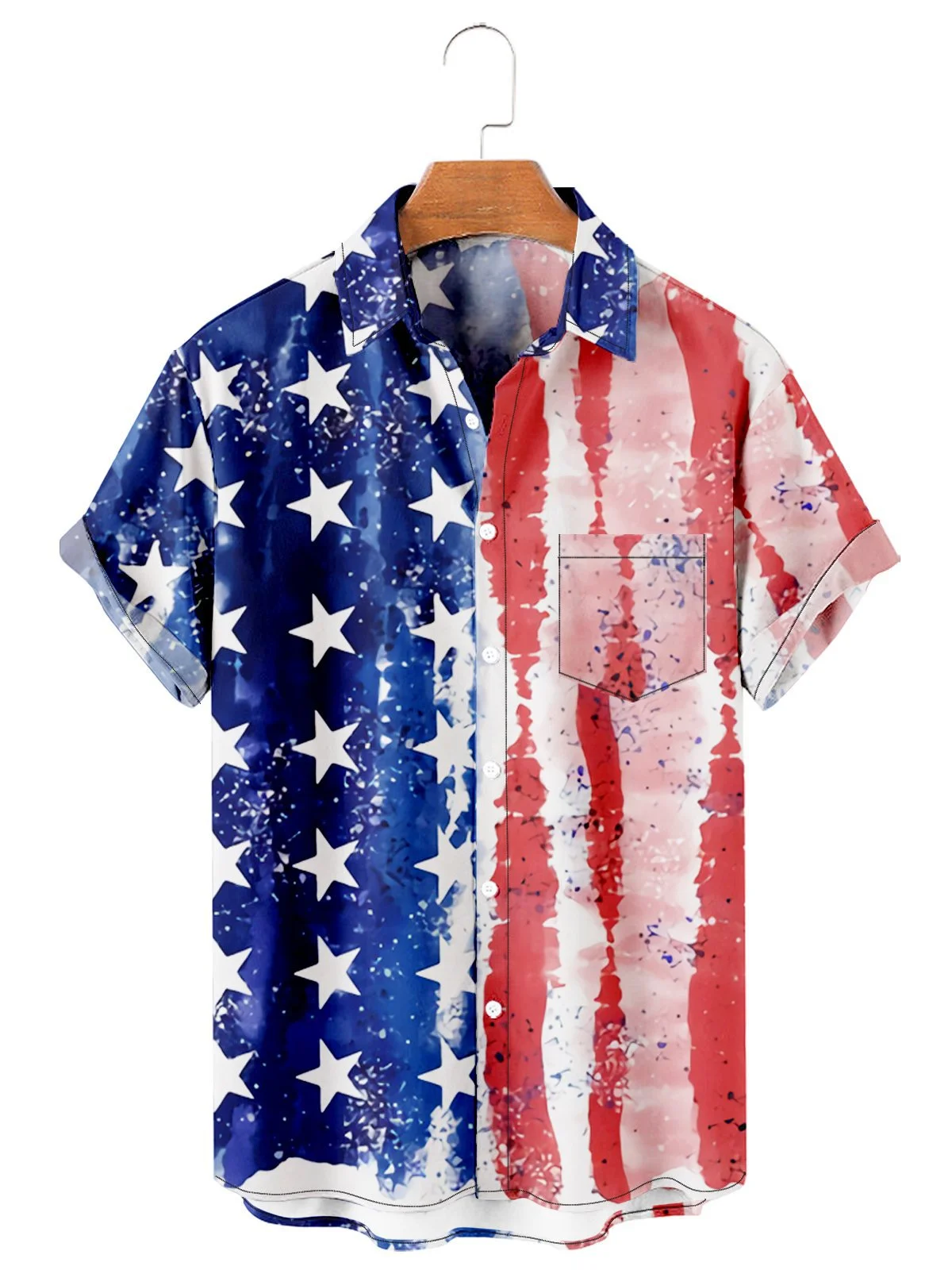 Men's Vintage Patriotic Shirt American Flag Print Hawaiian Shirt | royaura
