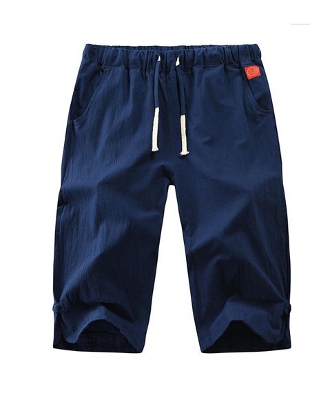 Men's Nature  Fiber Solid Color Casual Shorts