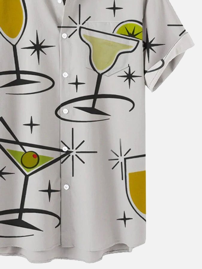 Daily Wine Cup Casual Men's Short Sleeve Hawaiian Shirt