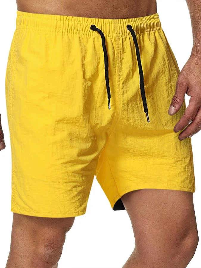 Men's Casual Candy Color Waterproof Quick Dry Five Point Beach Pants