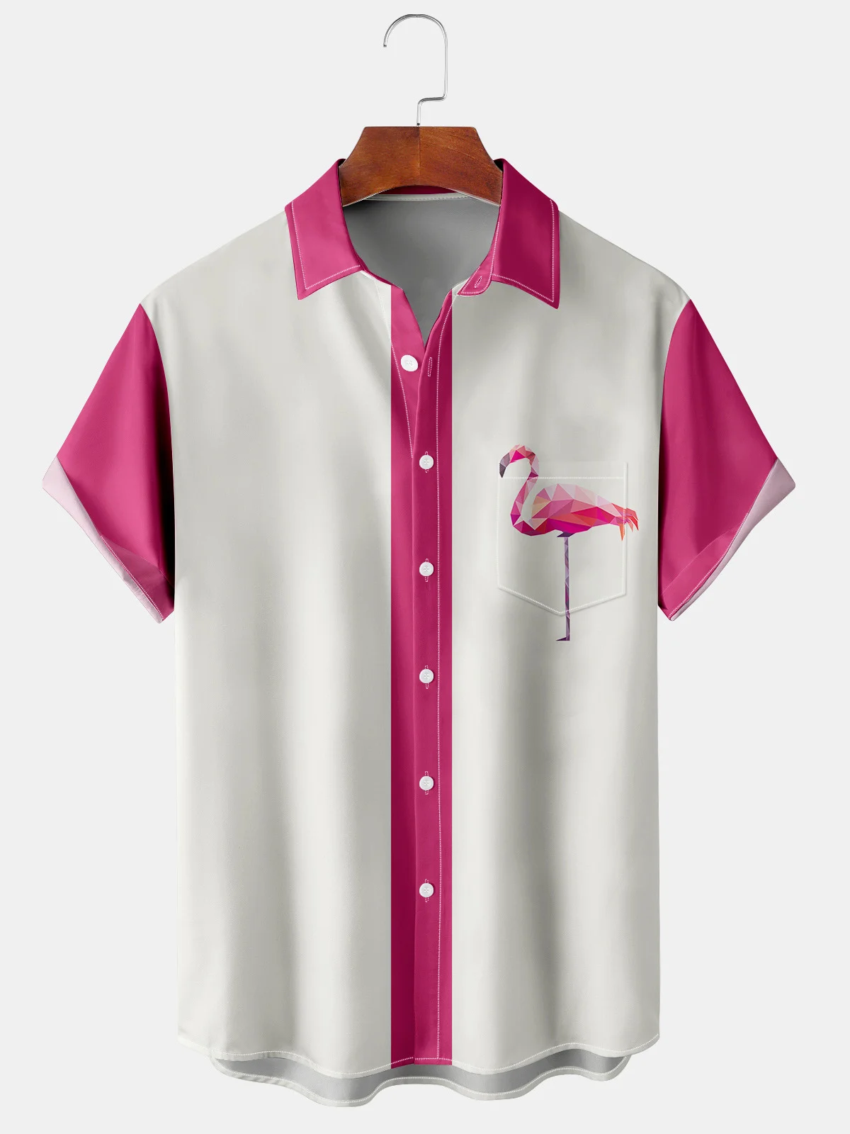 Flamingo Graphic Men's Casual Short Sleeve Hawaiian Shirt | royaura