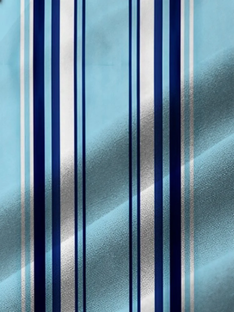 Men's Blue Stripes Vintage Breathable Comfortable-Blend Shirts