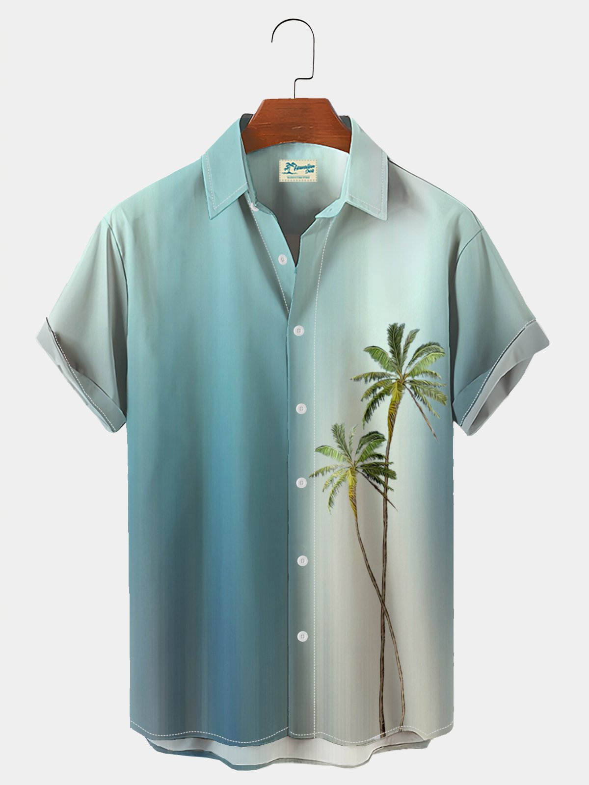 Men's Holiday Gradient Hawaiian Short Sleeve Seersucker Wrinkle Free Shirt