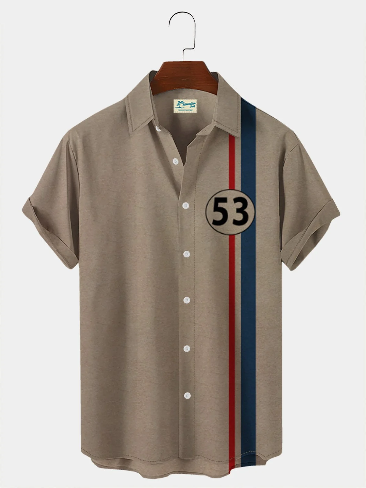 Men's Vintage 60‘s Car 53  Wrinkle Free Seersucker Camp Shirts