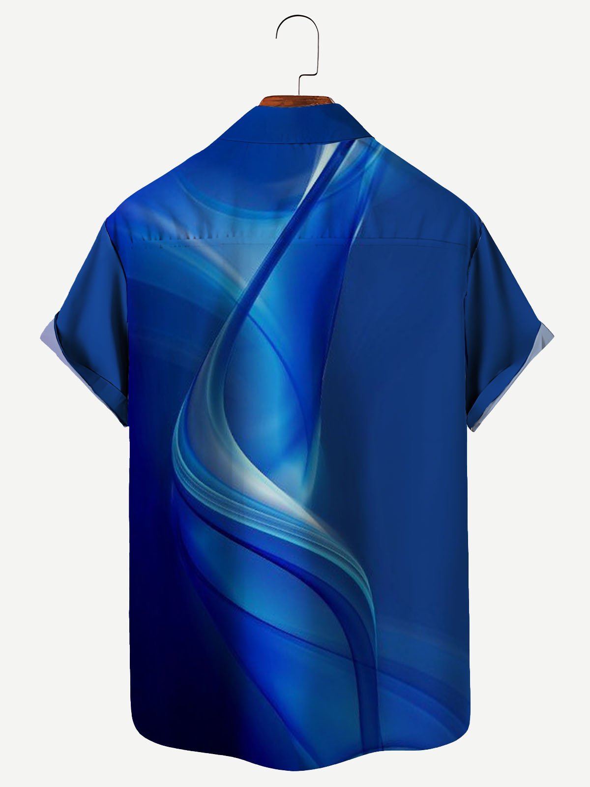 Royaura Men's Retro Aurora Striped Short Sleeve Shirts Breathable Plus Size Shirt