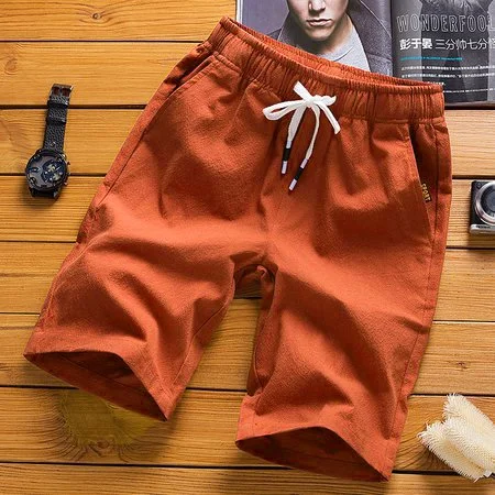 Men's Casual Loose Shorts Breathable Natural Fiber Beach Shorts
