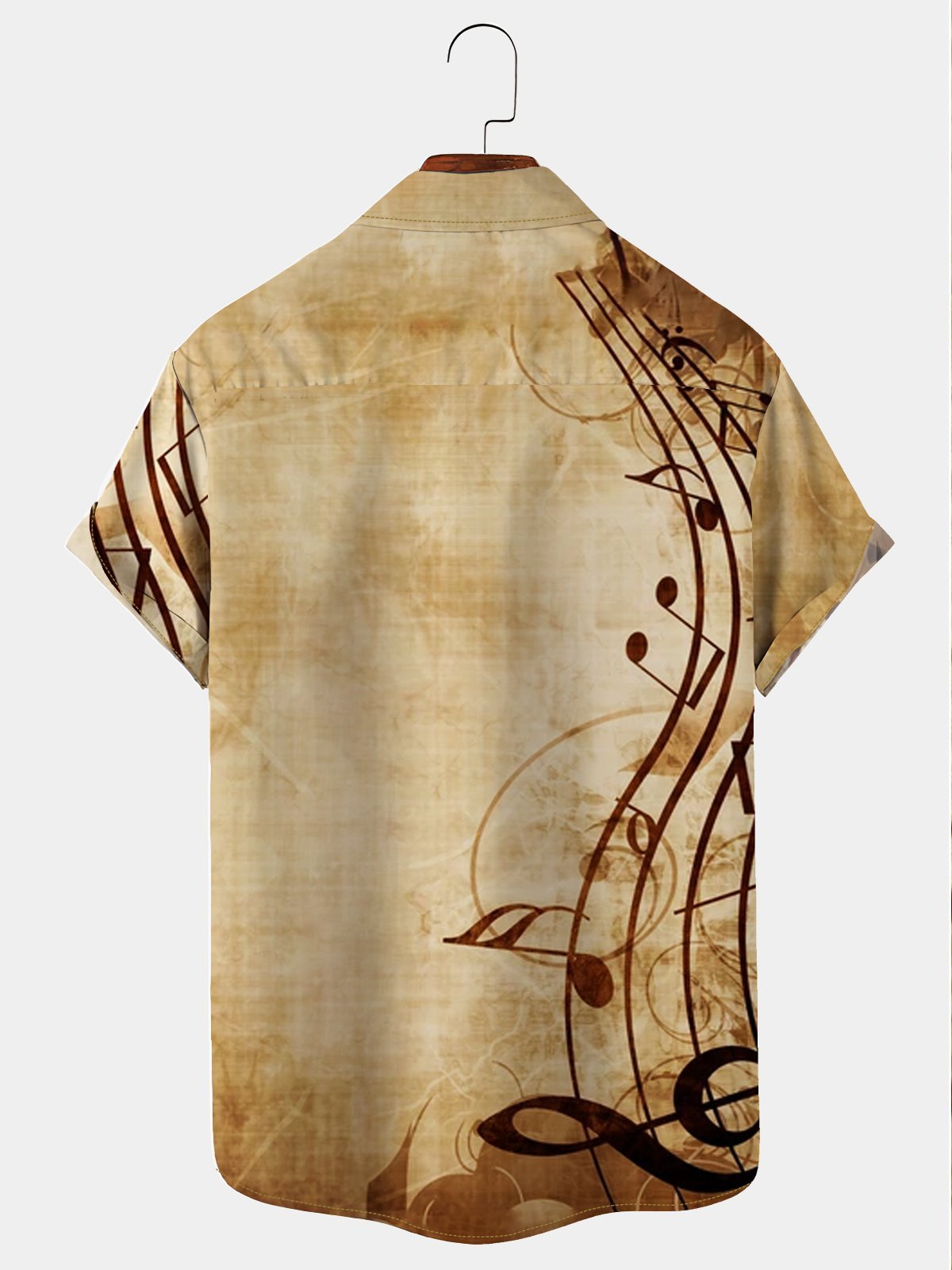Royaura Men's Vintage Hawaiian Shirts Jazz Sax Note Art Seersucker Wrinkle Free Aloha Shirts