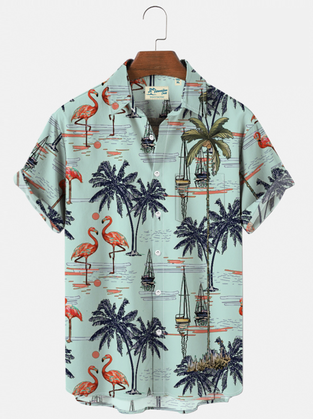 Men Women Vintage Hawaiian Shirt Palm Tree Men's Comfortable Plus Size Seersucker Top