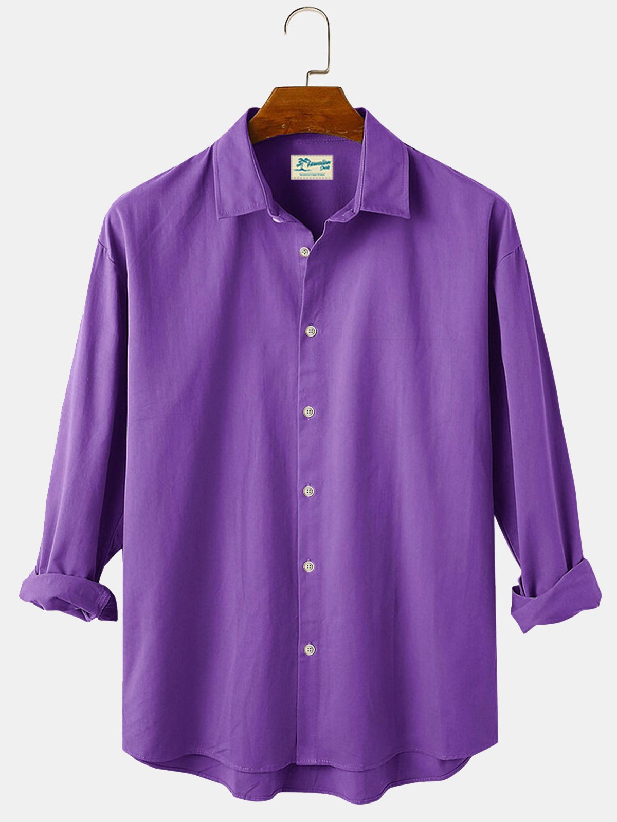 Royaura Men's Vintage Casual Plain Long Sleeve Shirts Comfortable Blend Anti-Wrinkle Seersucker Easy Care Shirts