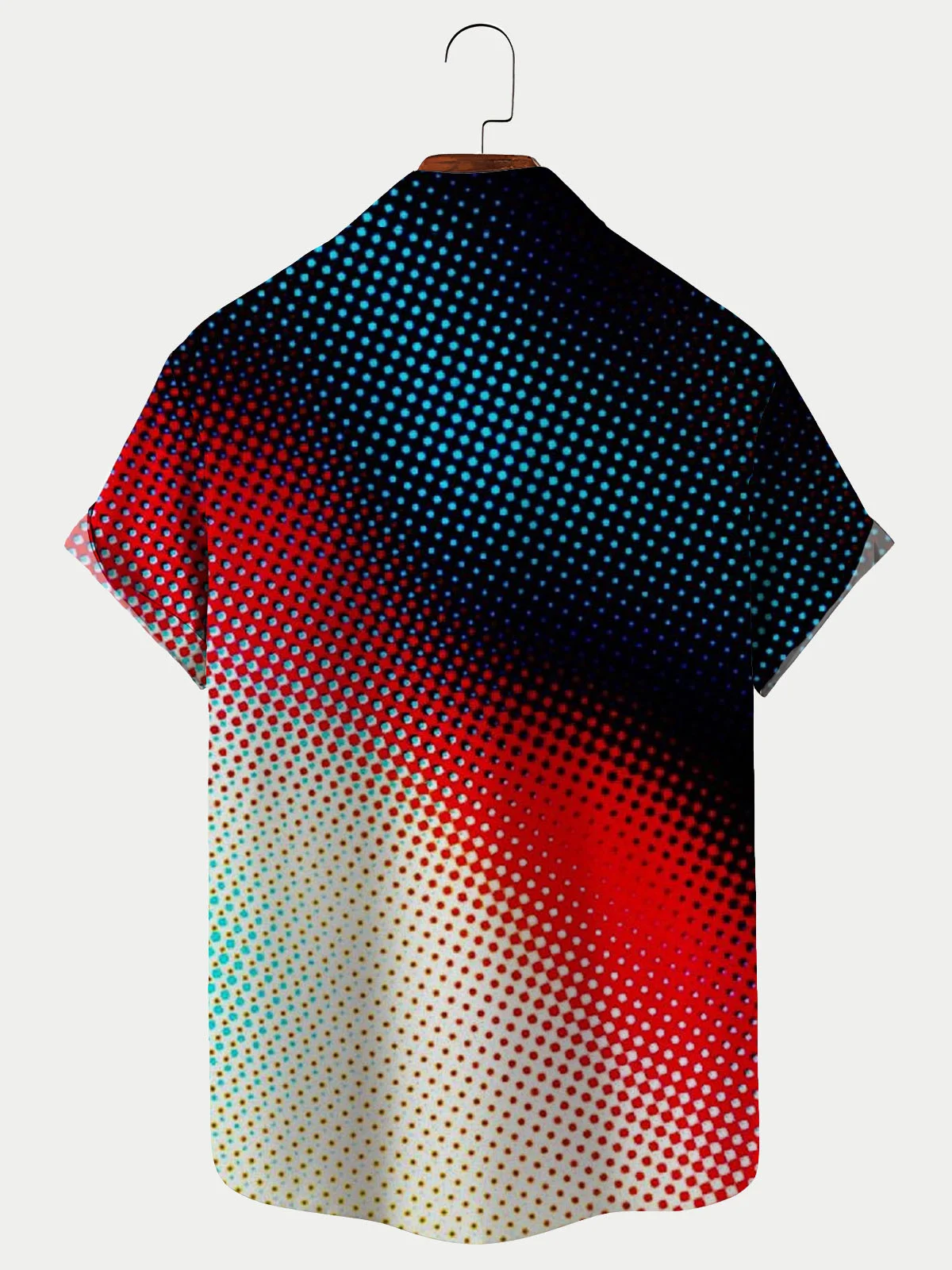 Royaura Mid-Century Gradient Polka Dot Print Men's Casual Hawaiian Shirt Breathable Plus Size Shirt