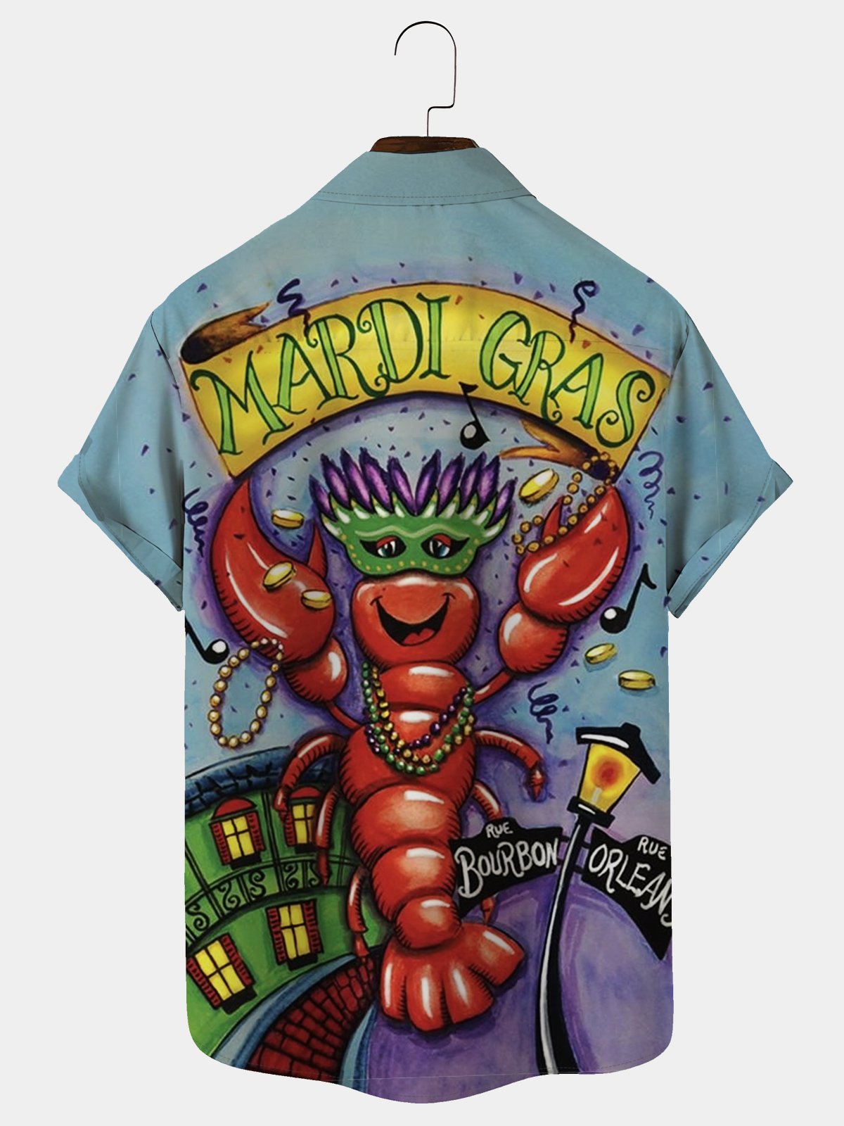 Royaura Mardi Gras Lobster Mania Holiday Hawaiian Shirts Men's Vacation