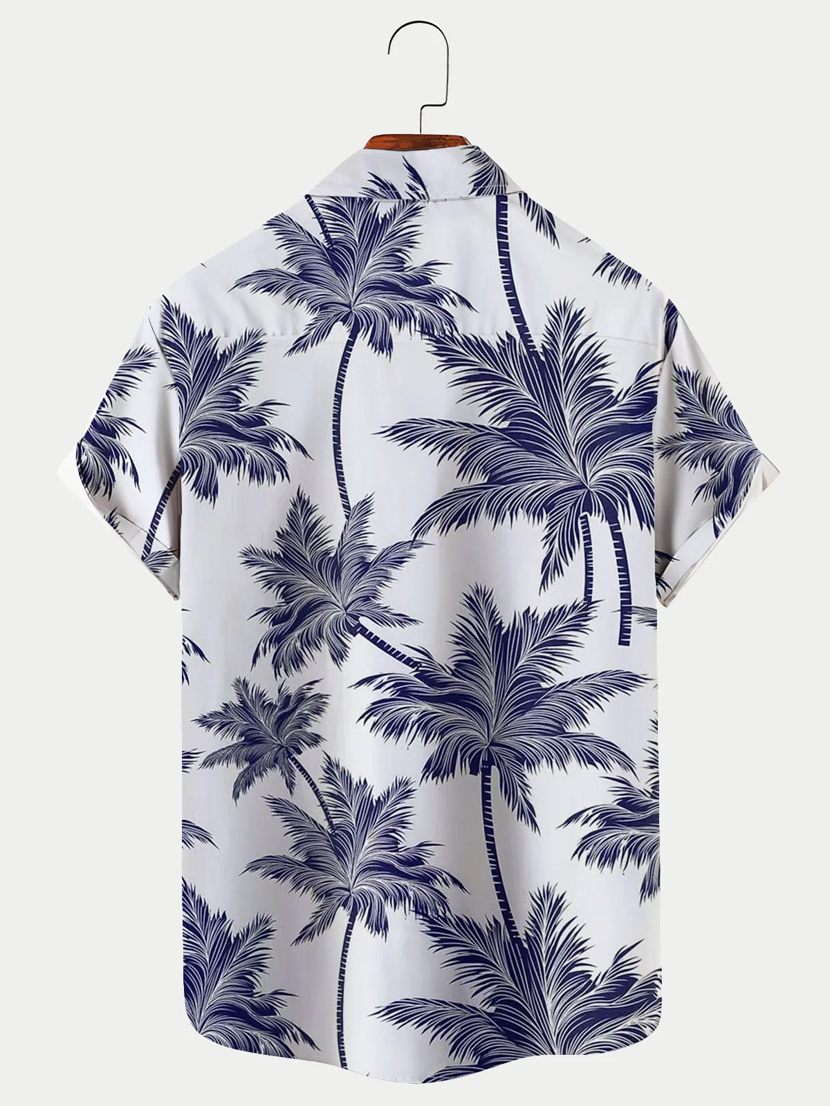 Royaura Random Palm Tree Print Men's Hawaiian Short Shirt Breathable Plus Size Shirt