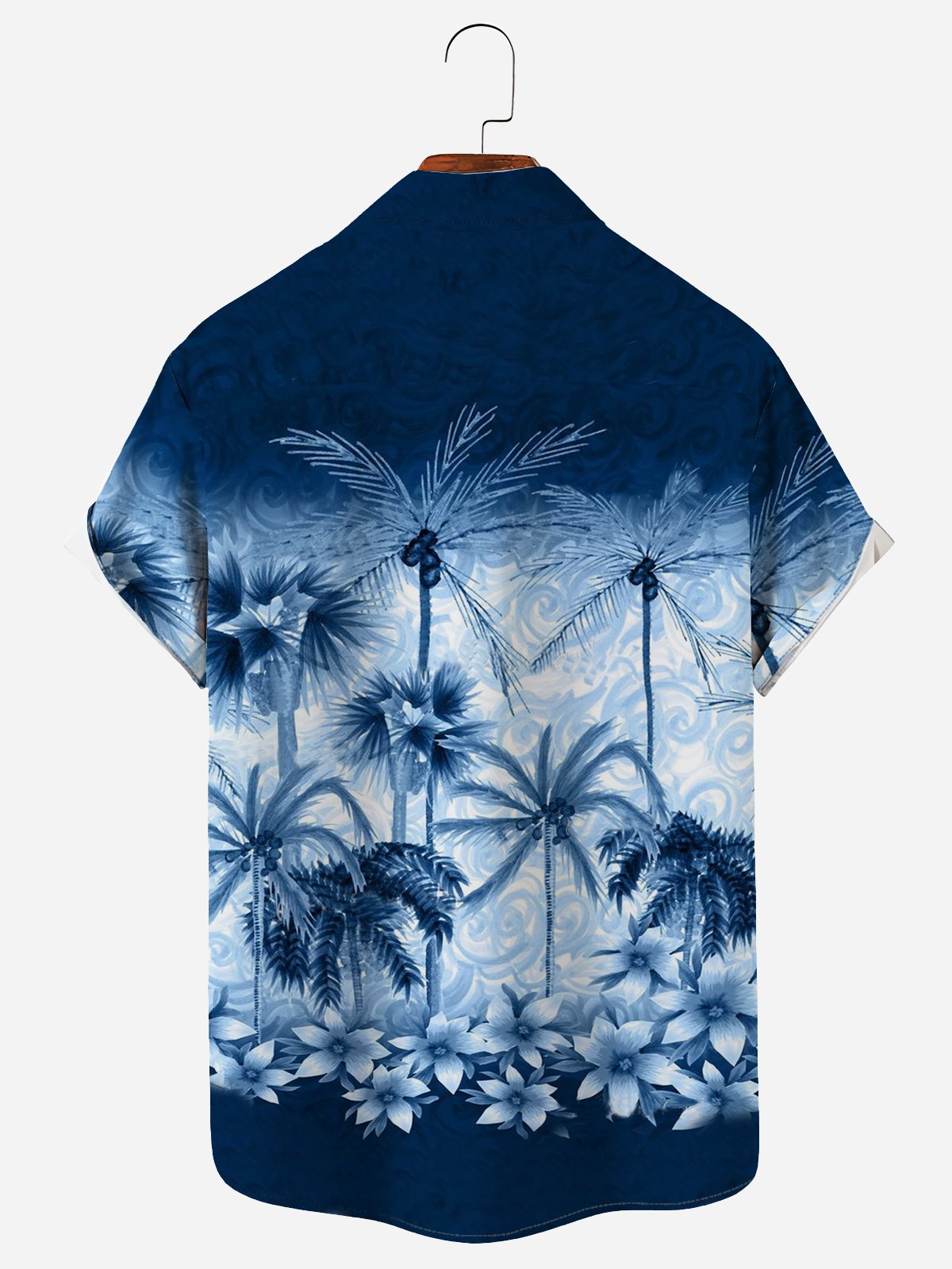 Royaura Coconut Tree Gradual Flower Design Art Print Shirt Plus Size Holiday Shirt