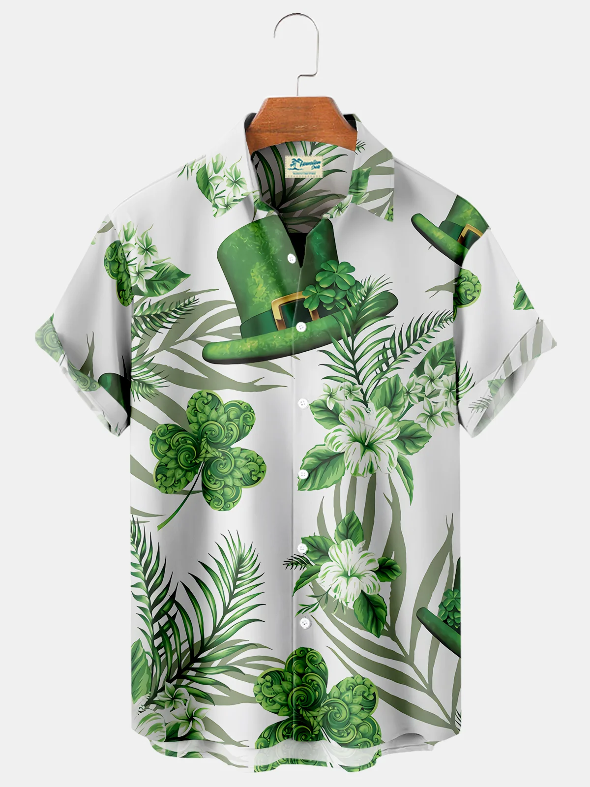 Royaura Holiday St. Patrick's Men's Casual Hawaiian Shirts Stretch Oversized Button Down Camp Shirts