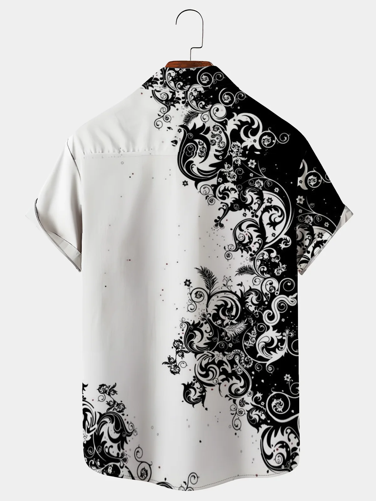 Royaura Art Flower Baroque Flower Print Chest Bag Shirt Plus Size Comfortable Shirt