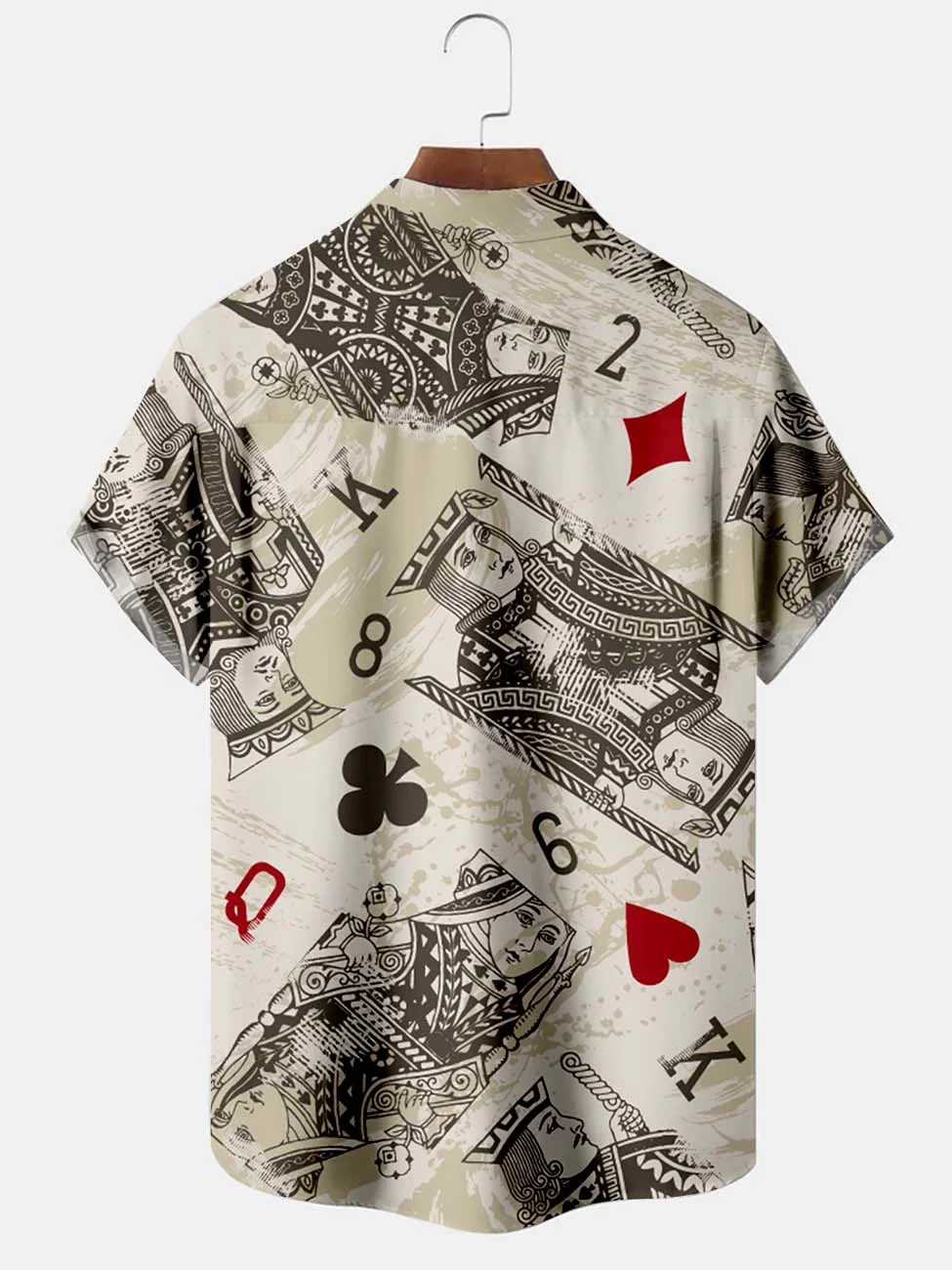 Men's Vintage Poker Print Short Sleeve Shirt