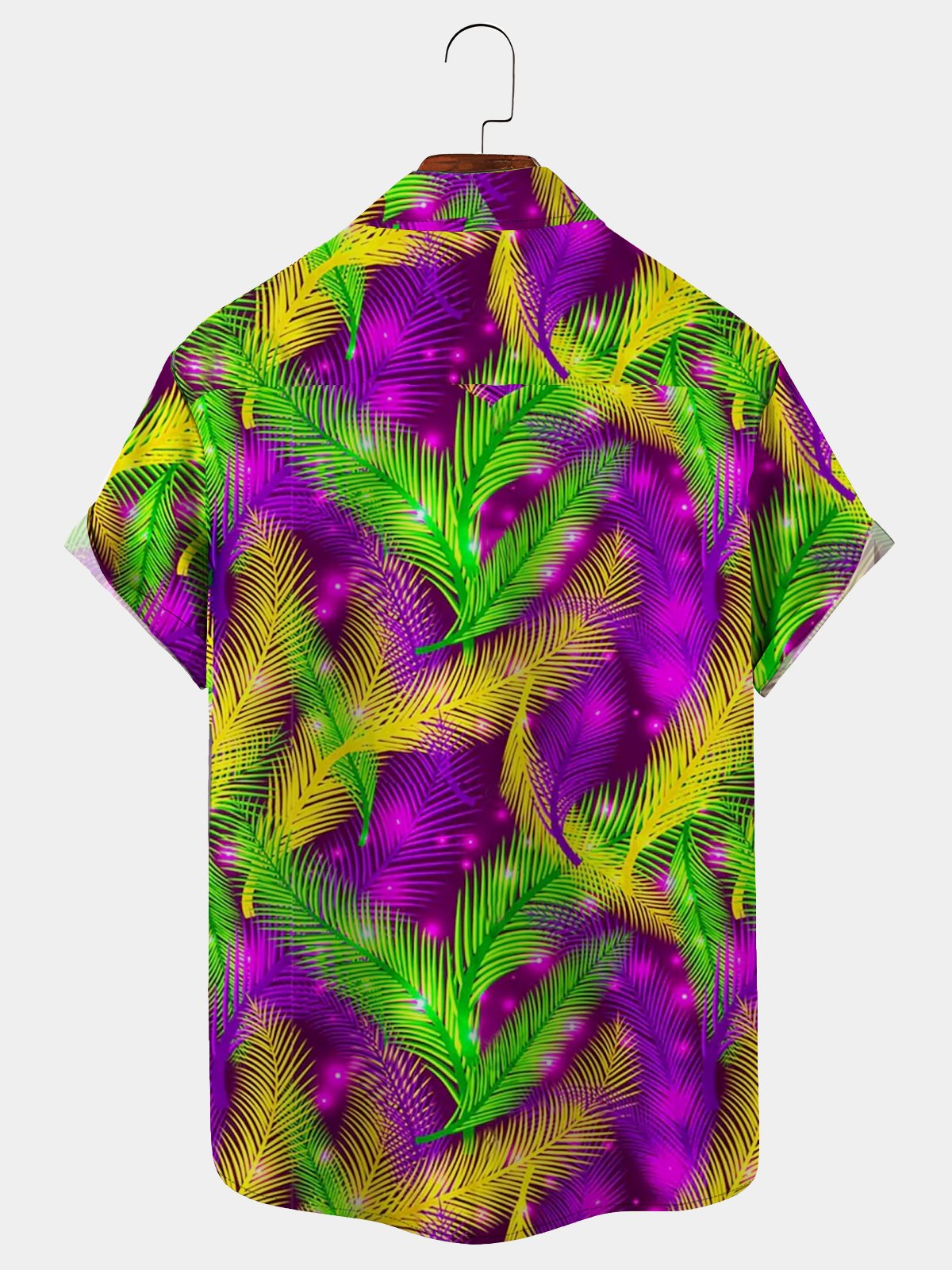 Royaura Purple Carnival Print Chest Bag Shirt Plus Size Holiday Shirt