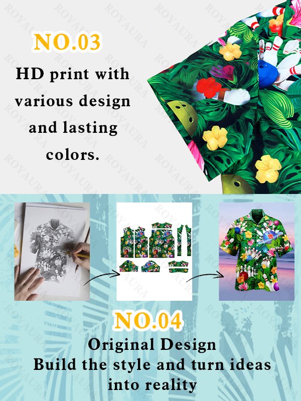 Royaura Coconut Tree Gradual Flower Design Art Print Shirt Plus Size Holiday Shirt