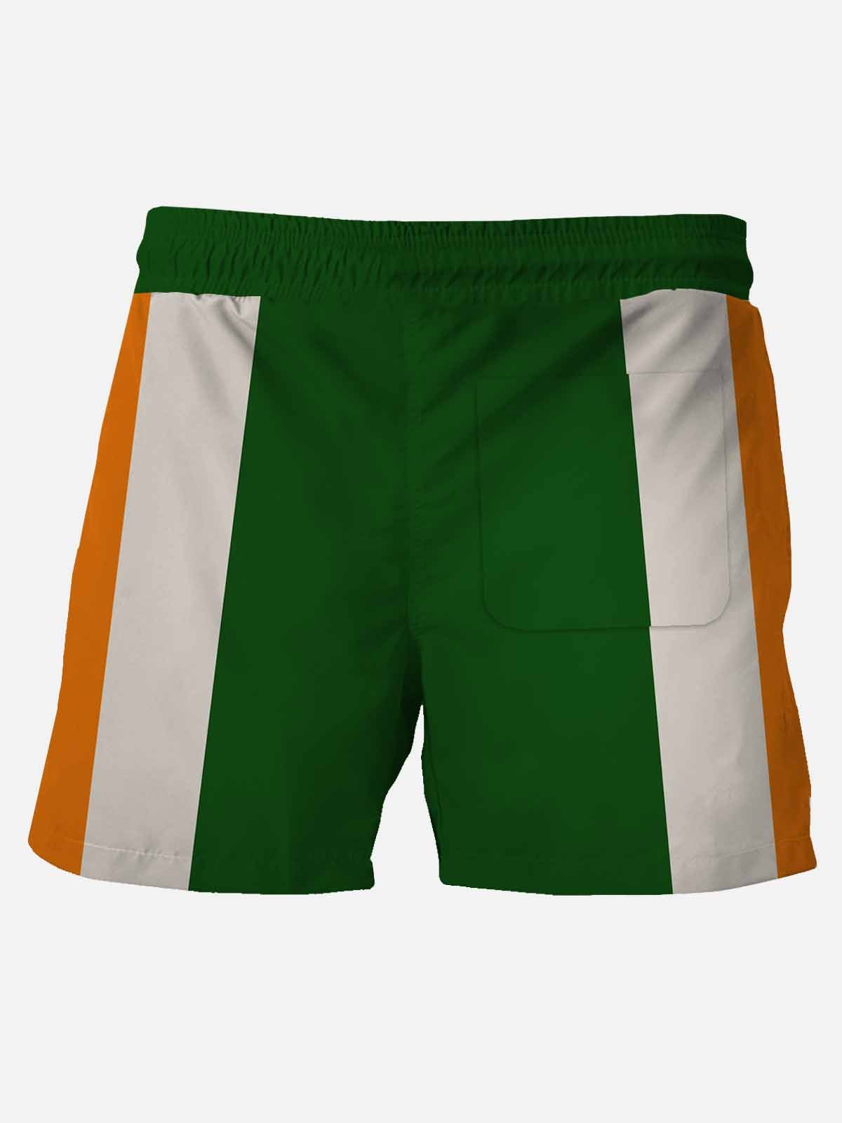 Royaura Holiday St. Patrick Men's Hawaiian Beach Shorts Elastic Waist Large Size Stretch Quick Dry Clover Shorts