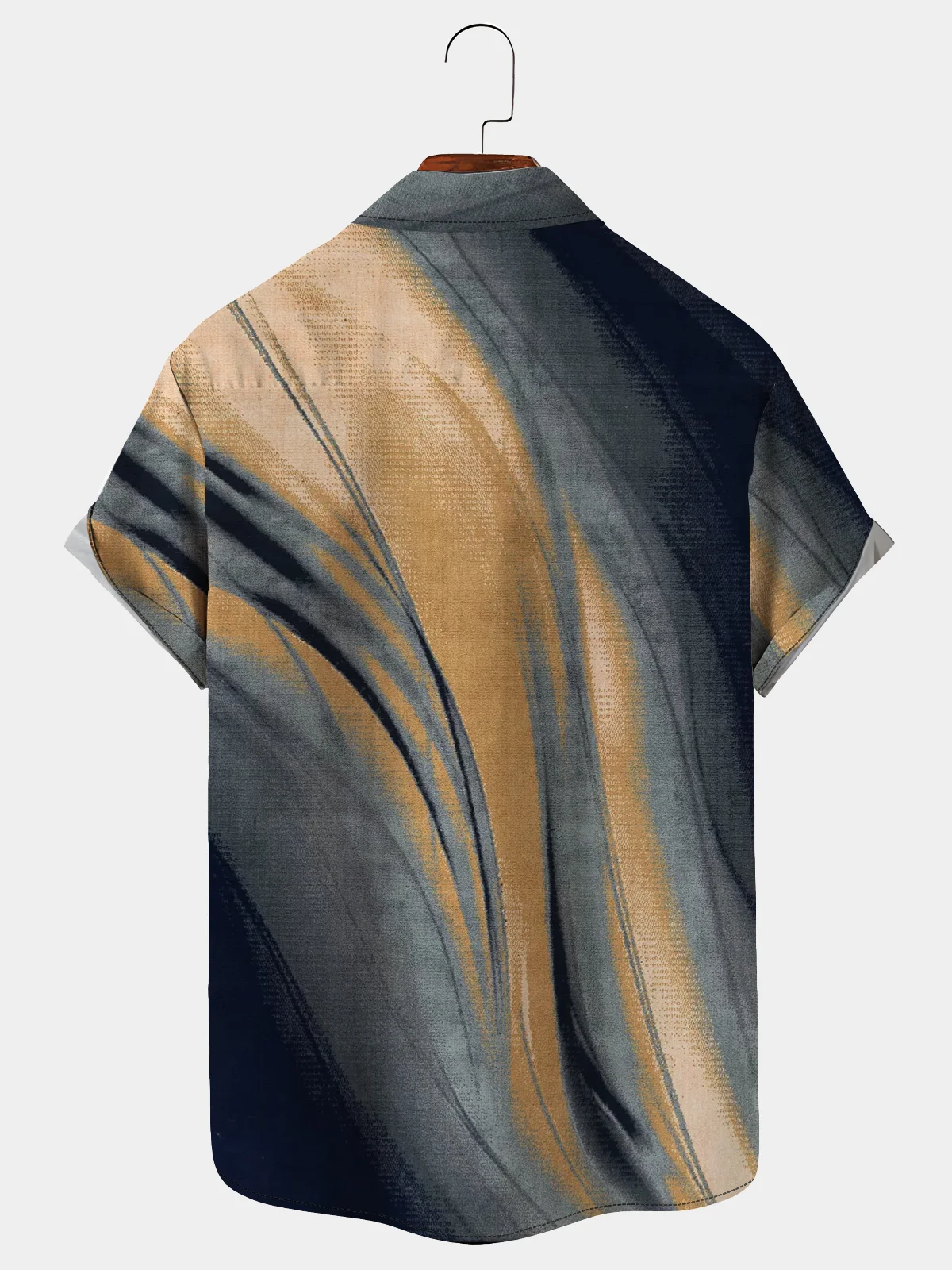 Royaura 50 vintage casual men's Nature  Fiber shirt gradual water ripple vintage stretch oversize Aloha shirt