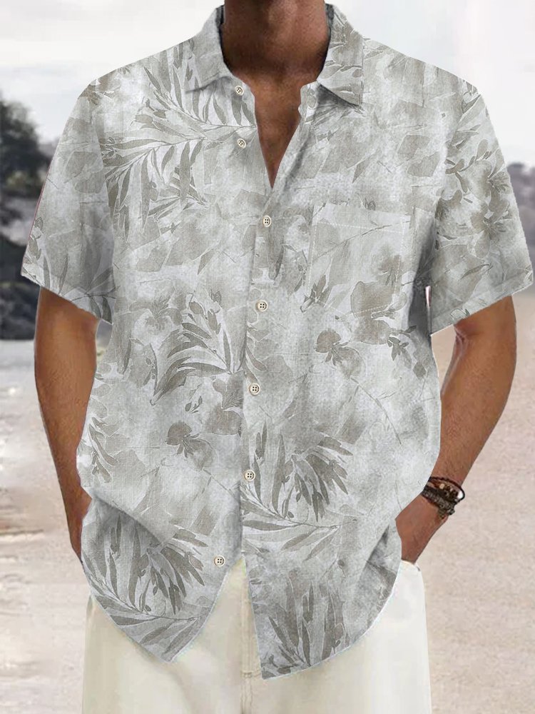 Royaura Natural Fiber Floral Hawaiian Shirt Oversized Vacation Aloha Shirt