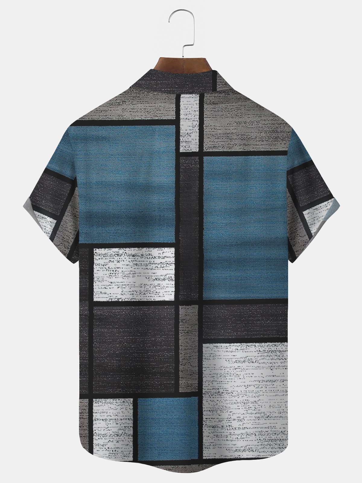 Royaura Retro Geometric Contrast Hawaiian Shirt Oversized Vacation Aloha Wrinkle-Free Shirt