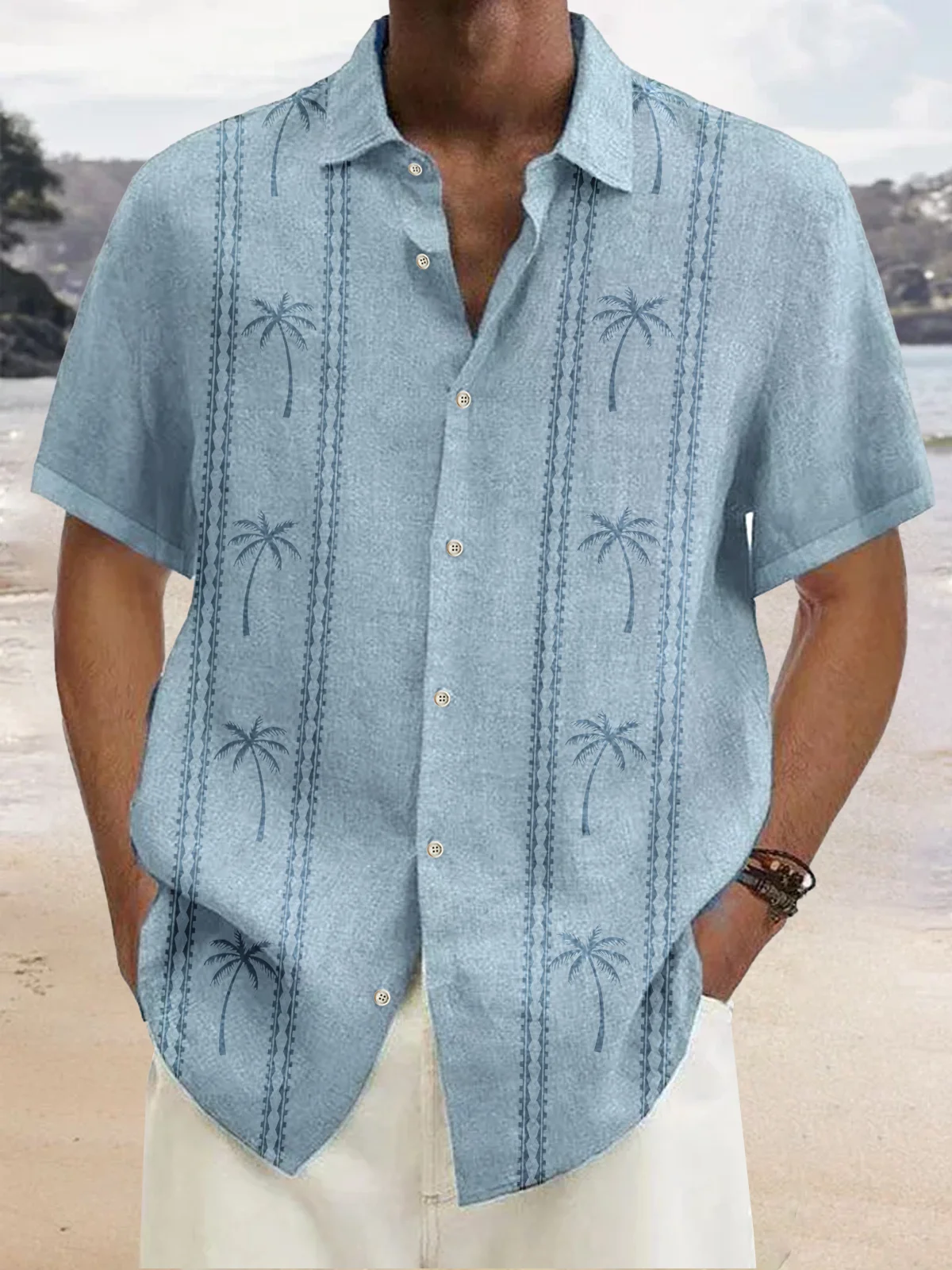 Royaura Natural Fiber Coconut Tree Vintage Bowling Hawaiian Shirt Oversized Vacation Aloha Shirt