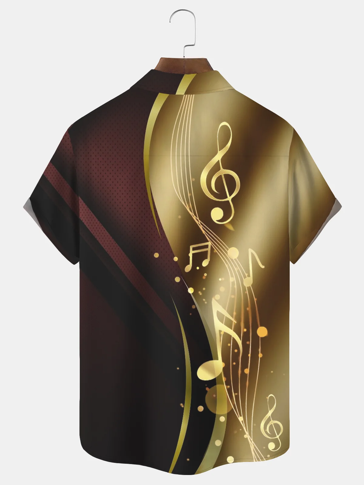 Royaura Vintage Music Stripe Gradient Hawaiian Shirt Oversized Vacation Aloha Shirt