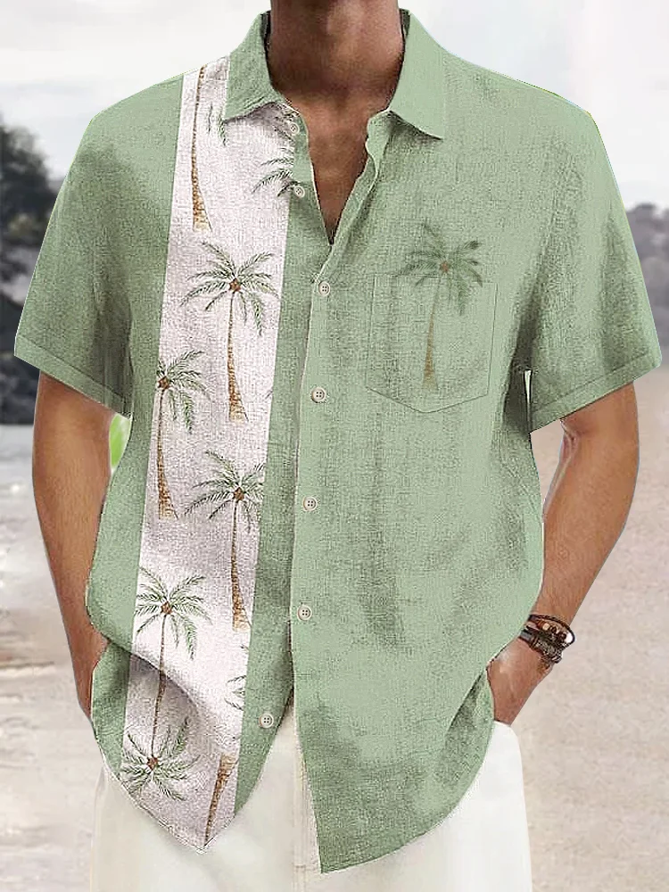 Royaura Hawaiian coconut tree print chest pocket holiday shirt oversized Hawaiian shirt