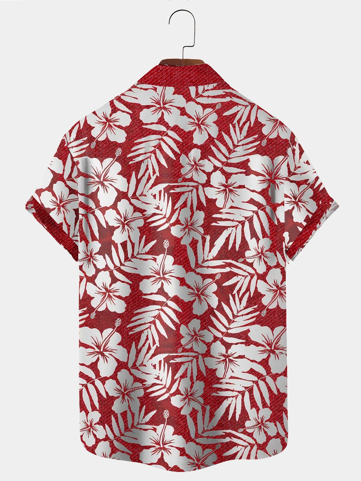 Royaura Comfortable Hemp Plant Lily Leaf Hawaiian Button Shirt Plus Size Shirt