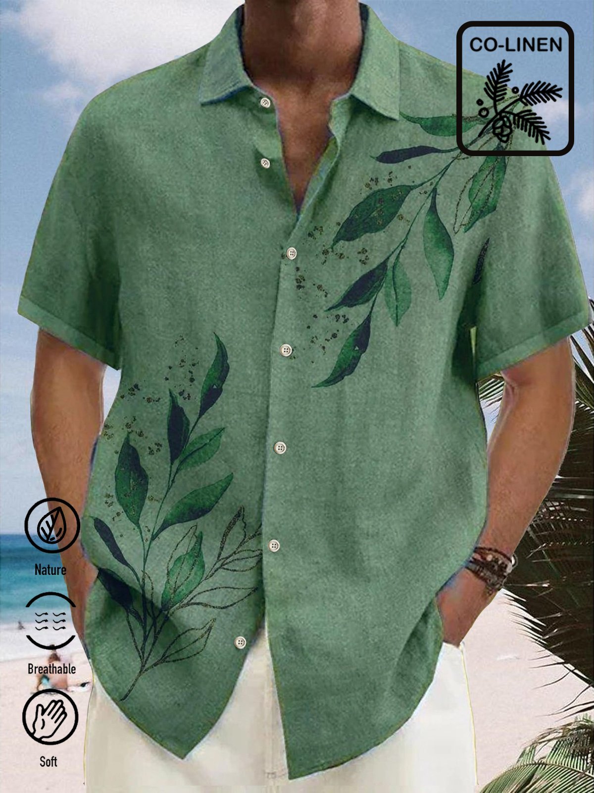 Royaura Comfortable Hemp Plant Leaf Vintage Shirt Plus Size Shirt