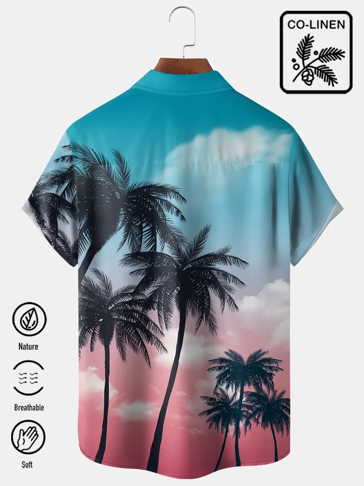 Royaura Gradient Coconut Hawaiian Button Shirt