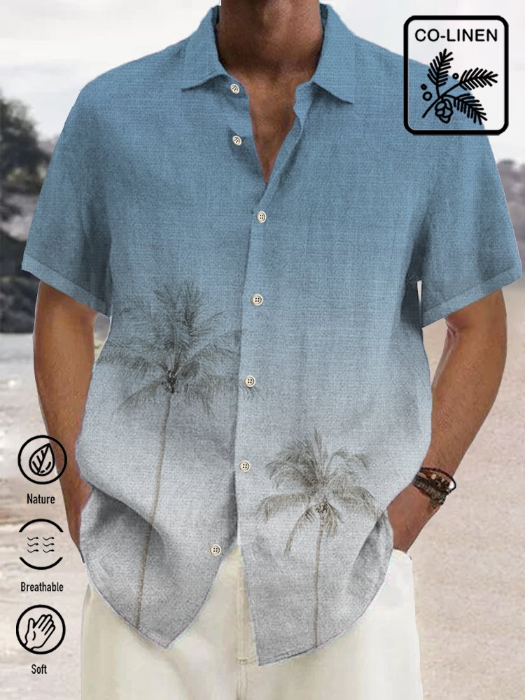 Royaura Hawaiian Coco Ombre Print Breast Pocket Shirt Plus Size Resort Shirt