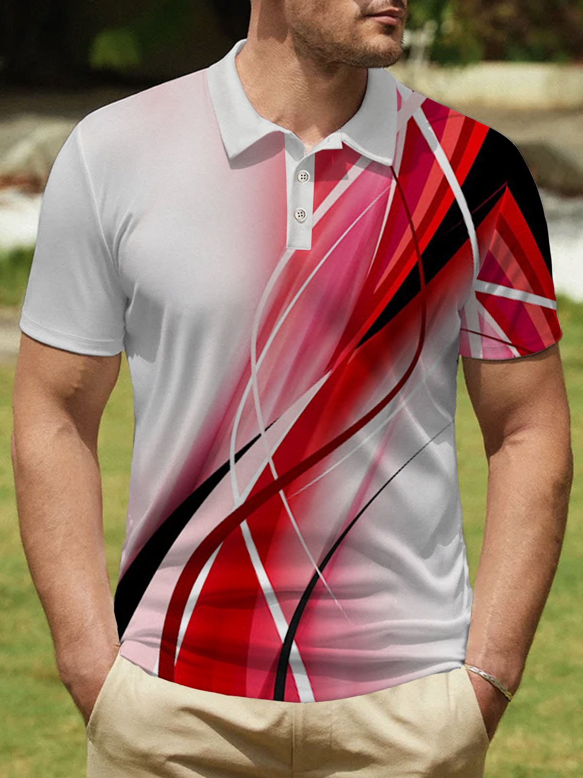Royal Red Gradient Men's Golf Polo Shirt